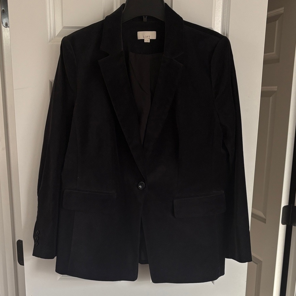 LOFT Classic Black Velvet Blazer Size 12